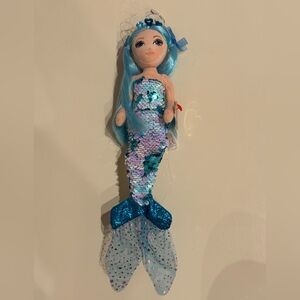Disney Princess Ty Beanie Baby Sea Sequins Mermaid “Indigo” blue sparkle - NWT!